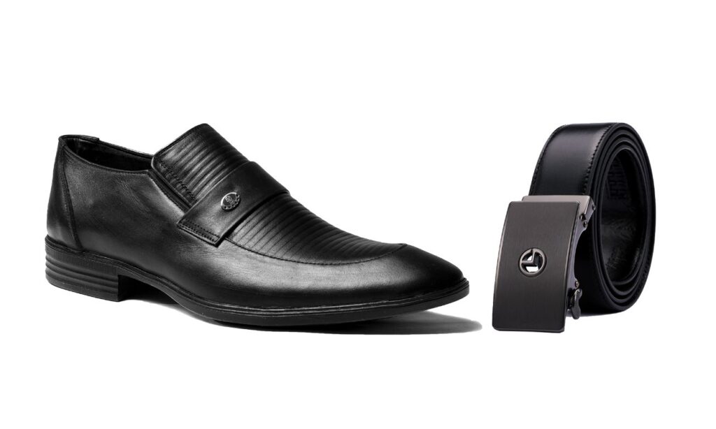 حذاء ريموندا كلاسيك أسود + حزام أسود كلاسيك